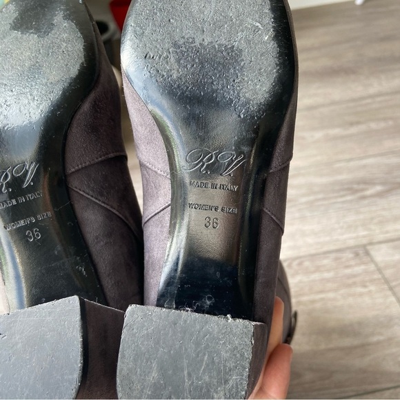 ROGER VIVIER Polly Suede Buckle Knee Boot In Grey - Picture 11 of 15